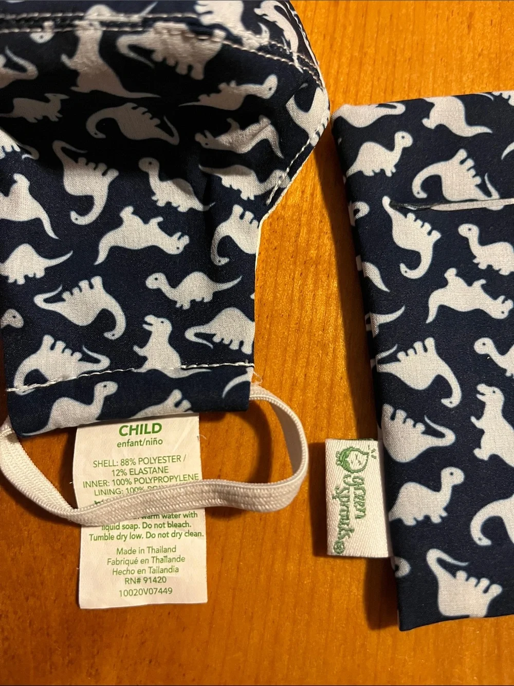 Kids Navy Dinosaur Face Mask Set - Reusable Washable